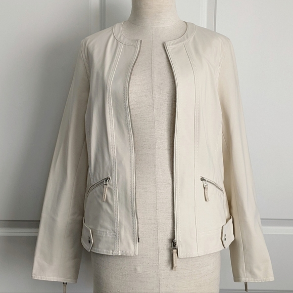 Lafayette 148 NY Jacket Mandarin Collar Zip Front Zip Cuffs Pockets Raffia 8 NWT - Picture 3 of 16